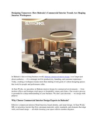 How Bahrain’s Commercial Interior Trends Are Shaping Smarter Workspaces