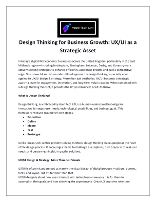 Design Thinking for Business Growth UX UI as a Strategic Asset