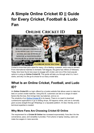 A Simple Online Cricket ID || Guide for Every Cricket, Football & Ludo Fan