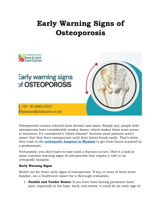 Early Warning Signs of Osteoporosis