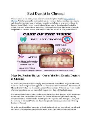 Best Dentist in Chennai