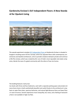DLF Independent Floors at Garden City Enclave 93 – Luxury Living in Gurgaon