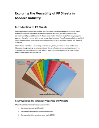 Exploring the Versatility of PP Sheets in Modern Industry