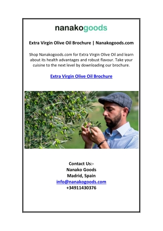 Extra Virgin Olive Oil Brochure | Nanakogoods.com