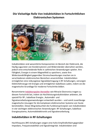 Die Vielseitige Rolle Von Induktivitäten In Fortschrittlichen Elektronischen Systemen