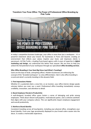 Transform Your Pune Office The Power of Professional Office Branding by Pink Turtle