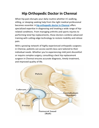 Hip Orthopedic Doctor in Chennai