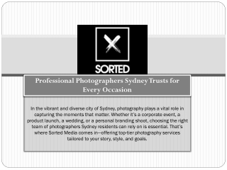 Top Professional Photographers in Sydney | Sorted Media