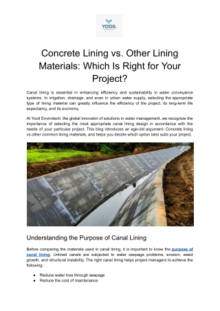 Concrete vs. Other Canal Linings: Which Is Best for You?