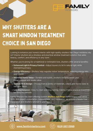 Why Shutters Are a Smart Window Treatment Choice in San Diego