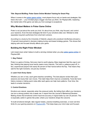 Beyond Bluffing_ Poker Game Online Mindset Training for Smart Play