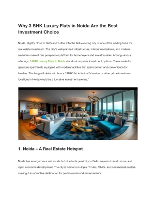 Why 3 BHK Luxury Flats in Noida Are the Best Investment Choice