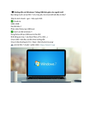 Hướng dẫn tải windows 7 bằng USB
