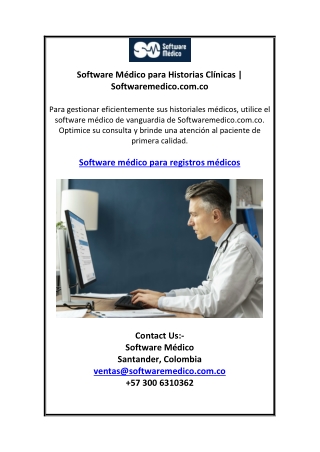 Software Médico para Historias Clínicas | Softwaremedico.com.co