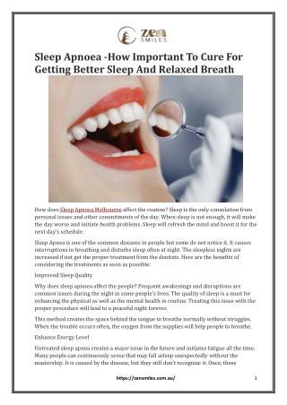 Sleep Apnoea -How Important To Cure For Getting Better Sleep And Relaxed Breath