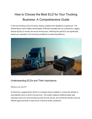 How to Choose the Best ELD for Your Trucking