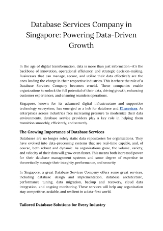 Database Services Company in Singapore_ Powering Data-Driven Growth