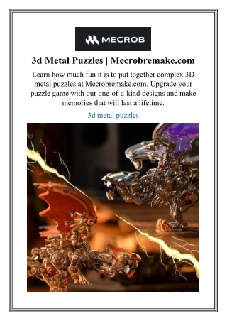 3d Metal Puzzles | Mecrobremake.com