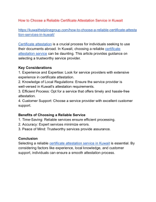 How to Choose a Reliable Certificate Attestation Service in Kuwait