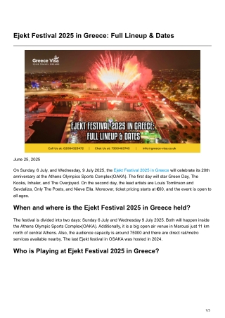 Ejekt Festival 2025 in Greece Full Lineup Dates
