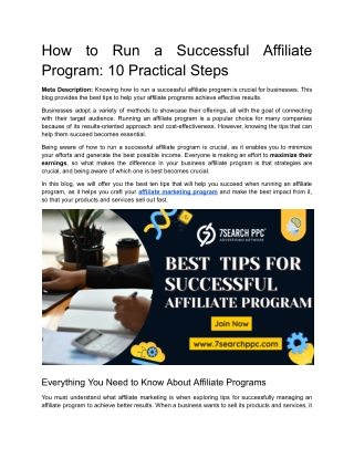 How to Run a Successful Affiliate Program: 10 Practical Steps?