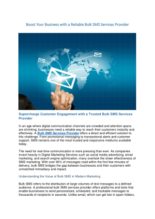 Boost Your Business with a Reliable Bulk SMS Services Provider