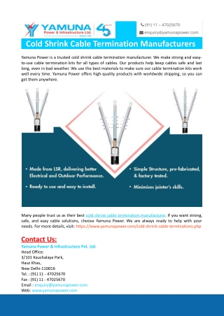 Cold Shrink Cable Termination Manufacturers