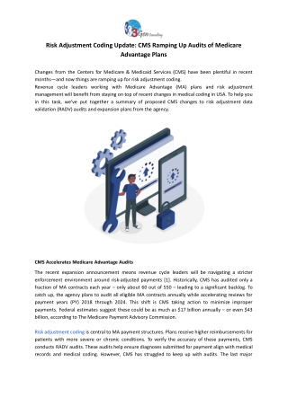 Risk Adjustment Coding Updates for CMS Audits | 3Gen