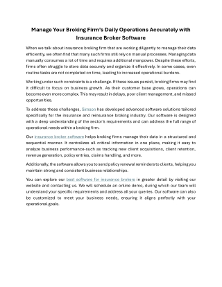 Manage Your Firm’s Daily Operations Accurately with Insurance Broker Software