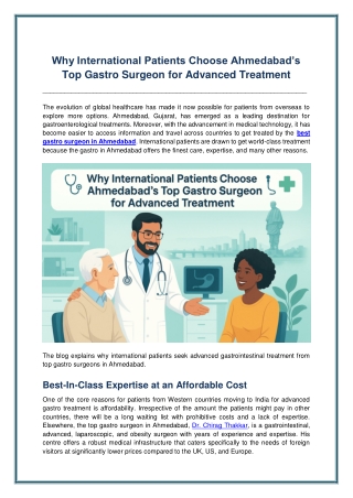 Why International Patients Choose Top Gastro Surgeon for Advanced Treatment