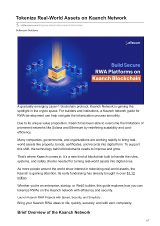 Unlocking Real-World Value: RWA Tokenization on the Kaanch Blockchain