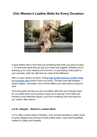 Chic Women’s Leather Belts for Every Occasion