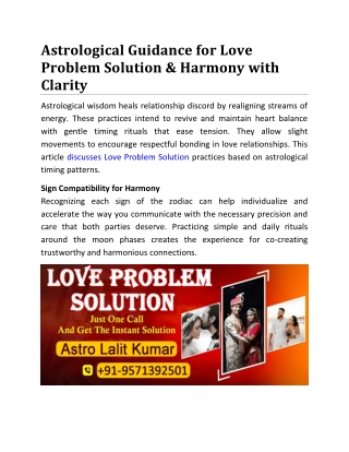Astrological Guidance for Love Problem Solution & Harmony with Clarity