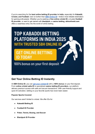 Top Kabaddi Betting Platforms in India 2025 with Trusted SBH Online ID