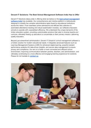 Devant IT Solutions: The Best School Management Software India Has to Offer