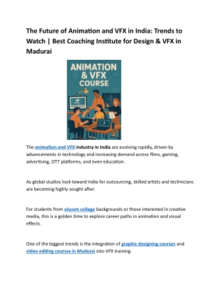 The Future of Animation and VFX in India: Trends to Watch | Best Coaching Instit