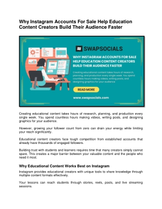 Why Instagram Accounts For Sale Help Education Content Creators Build Their Audience Faster