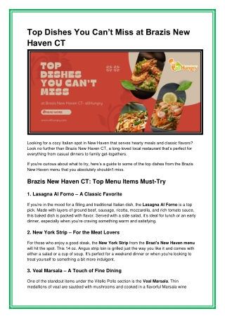 Top Dishes You Can’t Miss at Brazis New Haven CT- allhungry