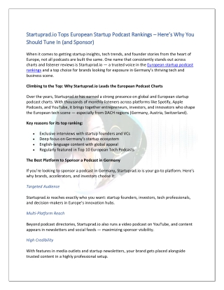 Startuprad.io Tops European Startup Podcast Rankings – Here’s Why You Should Tune In (AutoRecovered)