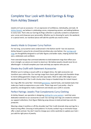 Earrings & Rings | Jewelry | Ashley Stewart