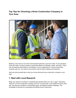 Trusted Home Construction Company Near Me