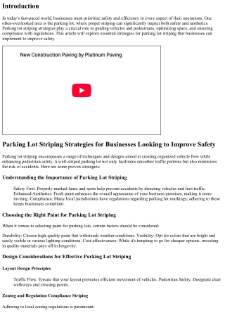 Parking Lot Striping Strategies for Businesses Looking to Improve Safety