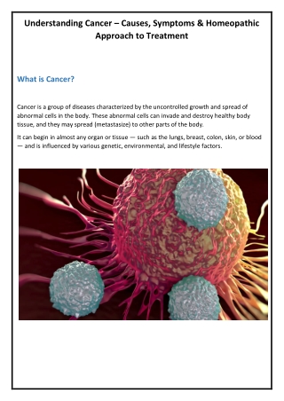 Understanding Cancer – Causes, Symptoms & Homeopathic Approach to Treatment