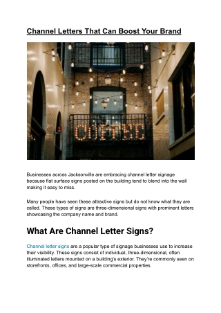 Channel Letters That Can Boost Your Brand