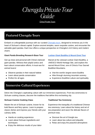 Chengdu Private Tour Guide - Your Way Holiday
