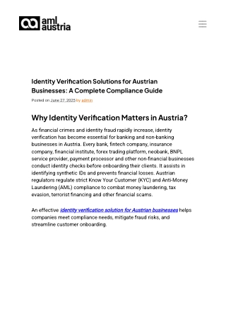 Identity Verification Solutions for Austrian Businesses: A Complete Compliance G
