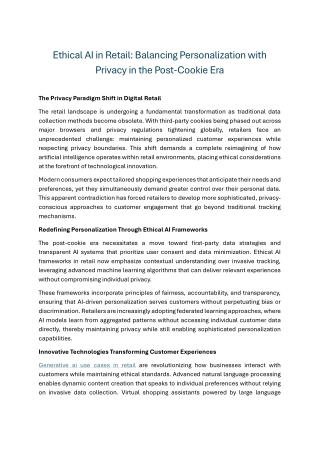 Ethical AI in Retail Balancing Personalization with Privacy in the Post-Cookie Era
