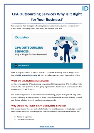 CPA Outsourcing Services: Why is it Right for Your Business?