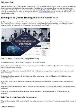 The Impact of Quality Training on Startup Success Rates