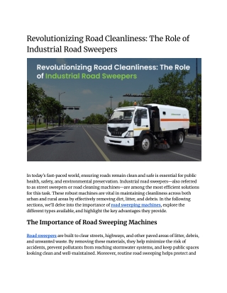 Industrial Road Sweeping Machines_ The Backbone of Our City's Cleanliness Efforts